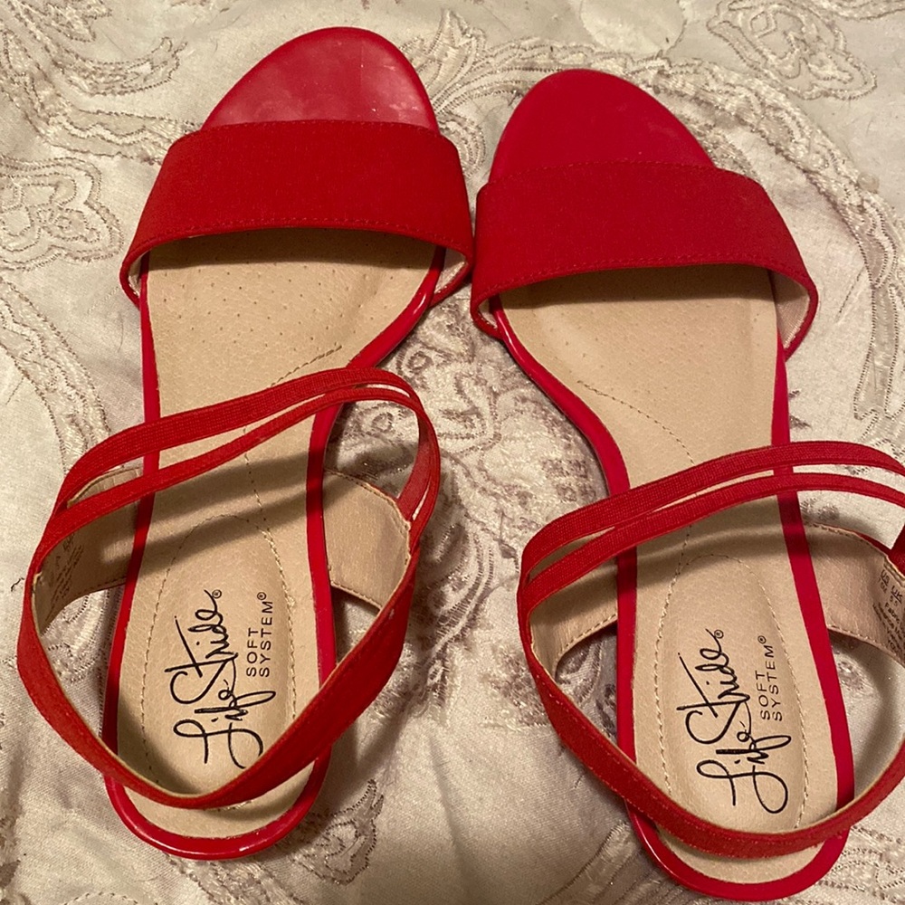 Red Sandals by Life Styles Perfect for 4th of July
